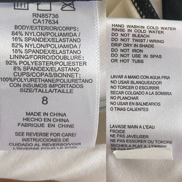 Carmen Marc Valvo Monokini One Piece Swimsuit Cosmopolitan Plunge Halter Size 8 - Picture 4 of 7